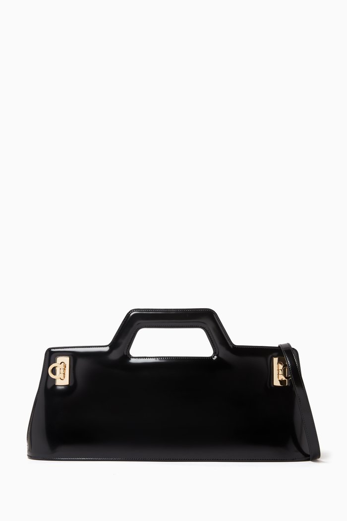 

Wanda Top-handle Bag in Patent Leather, Black