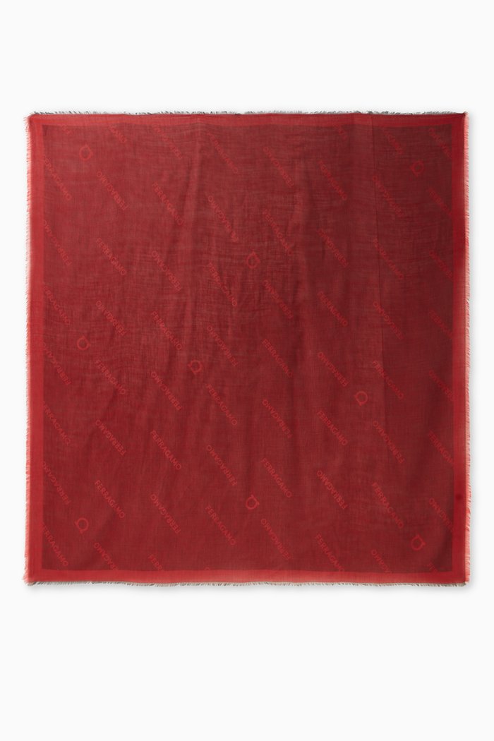 Logo Shawl in Cashmere-blend Jacquard, Black