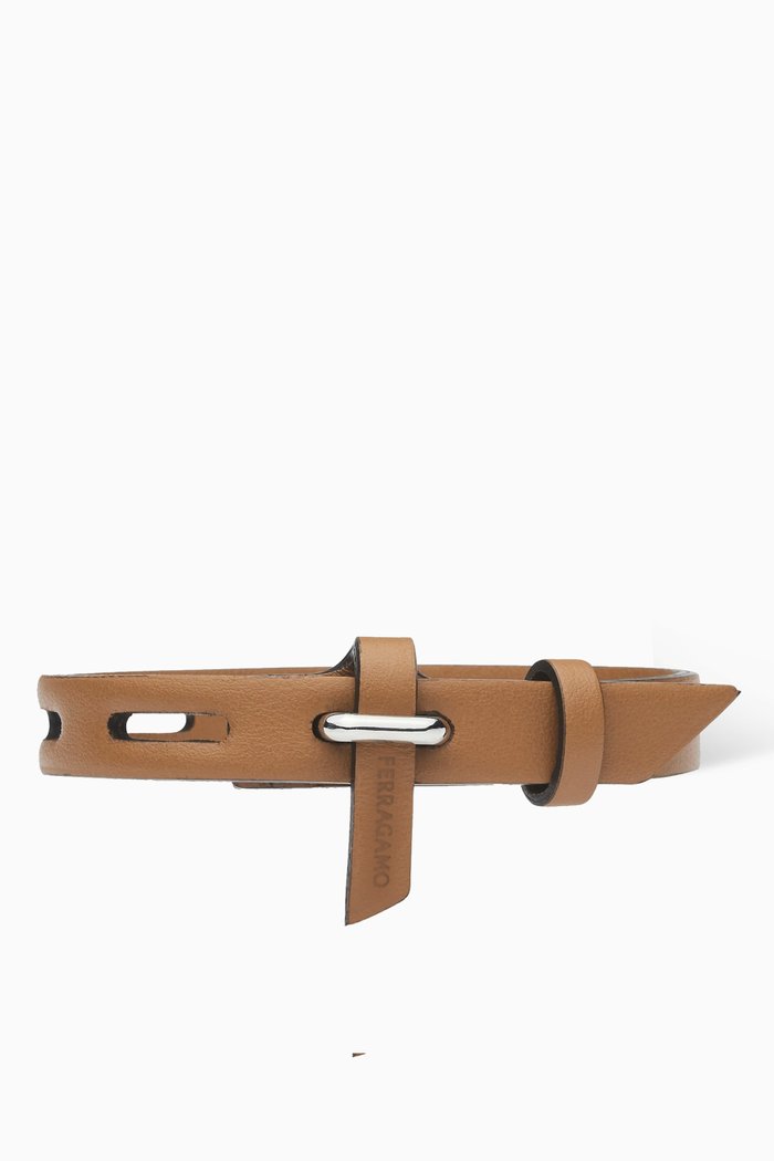 

Gancini Bracelet in Leather, Brown