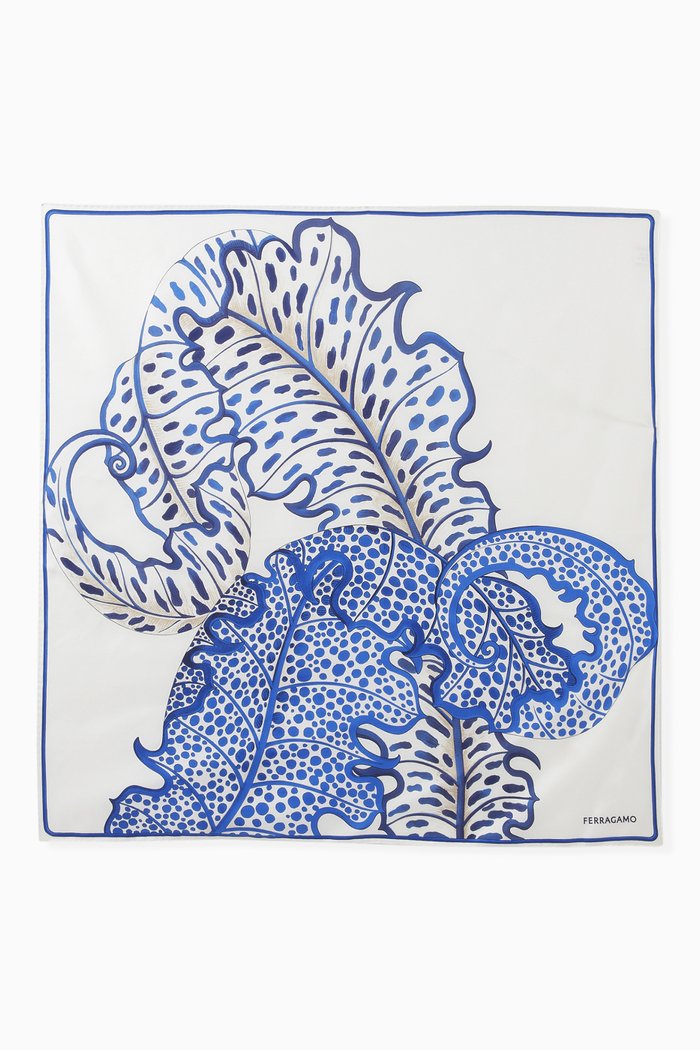 

Foliage Foulard Scarf in Silk, Blue