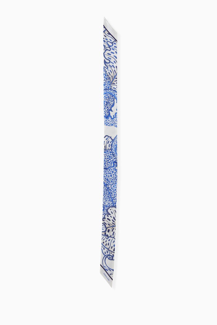 

Foliage Scarf in Silk Twill, Blue