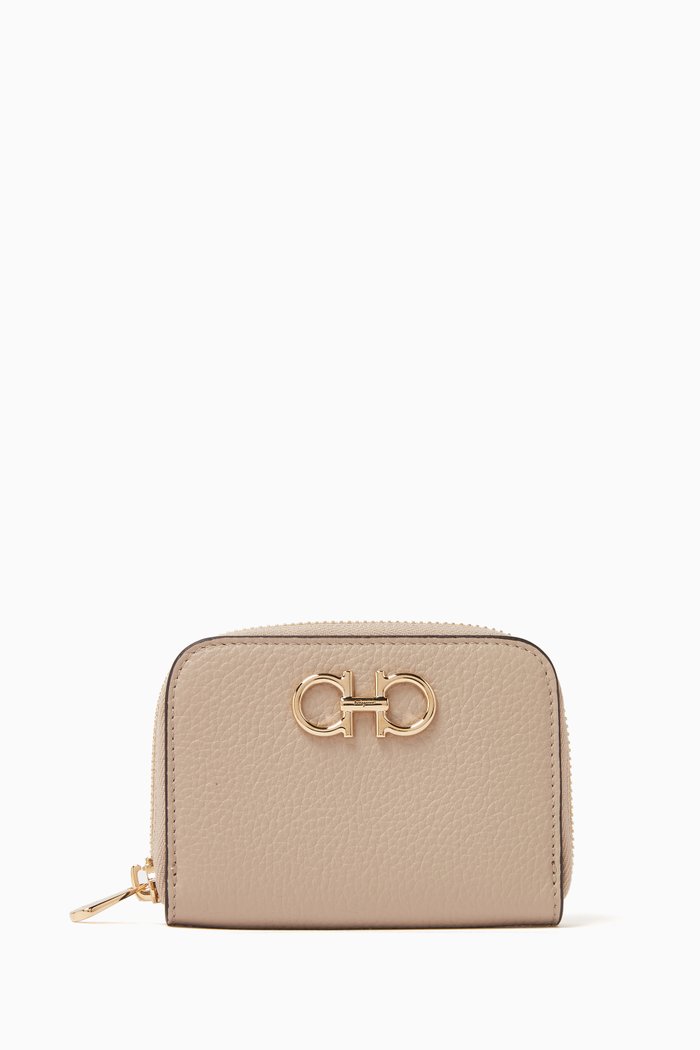 

Gancino Soft Credit Card Case in Pebbled Leather, Neutral