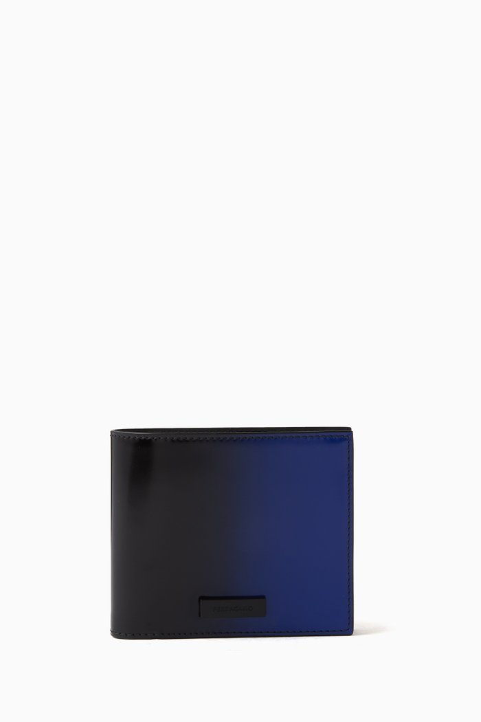 

Gradient Bi-fold Wallet in Calfskin Leather, Blue