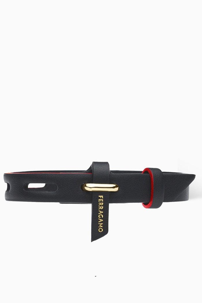 

Gancini Bracelet in Leather, Black