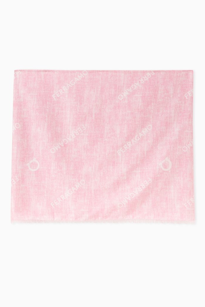 Logo Scarf in Silk, Pink