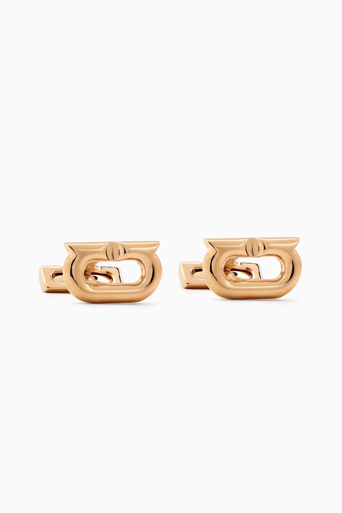 

Gancini Cufflinks in Gold-toned Brass, Yellow