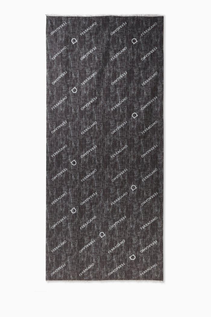 Logo Scarf in Silk, Black