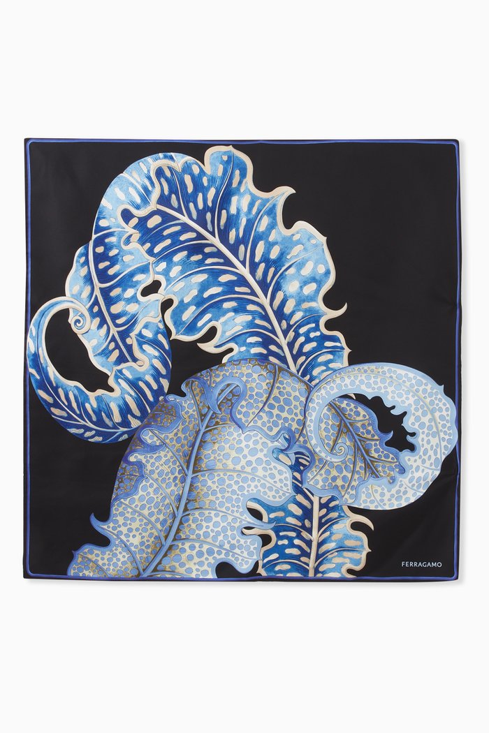 

Foliage Foulard Scarf in Silk, Blue