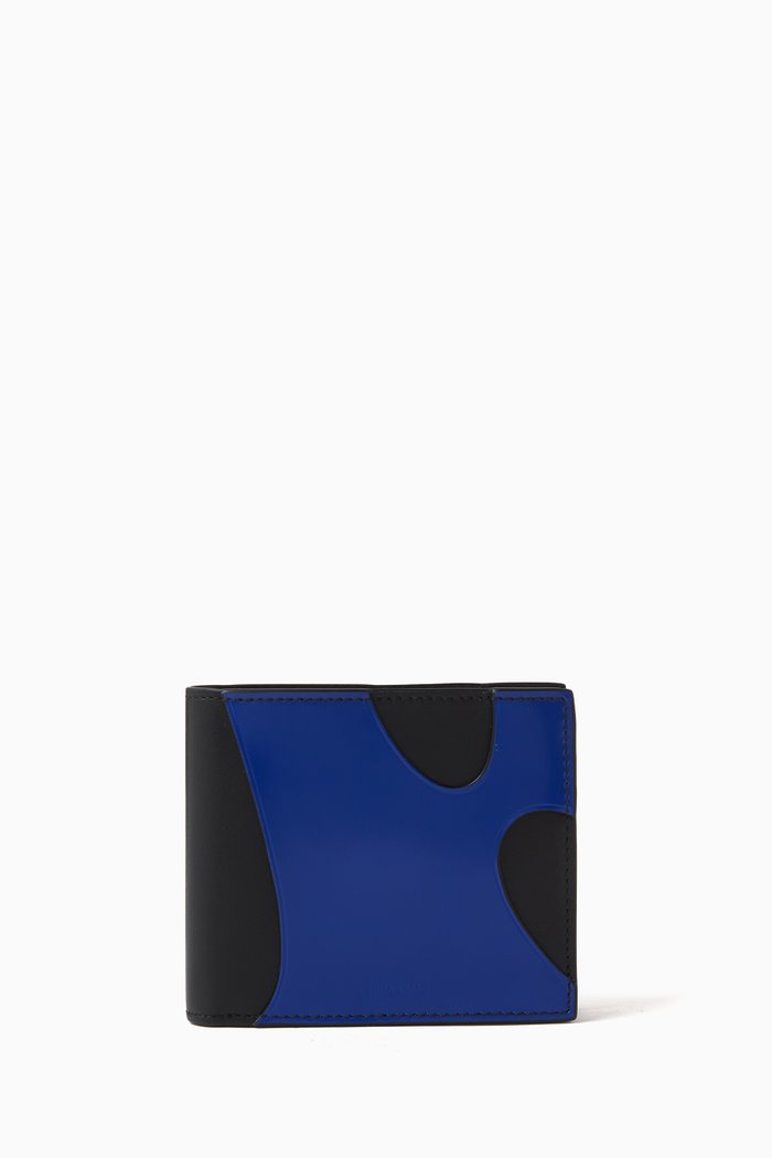 

Cut-out Bi-fold Wallet in Leather, Blue
