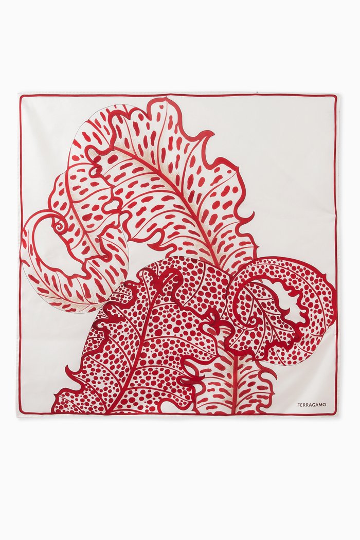 

Foliage Foulard Scarf in Silk, Red