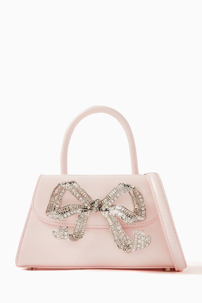The Bow Mini Bag in Smooth Leather, Pink