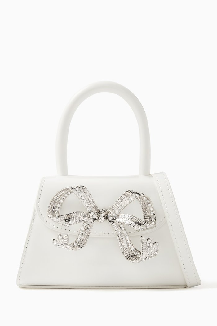 The Bow Micro Bag in Smooth Leather, White