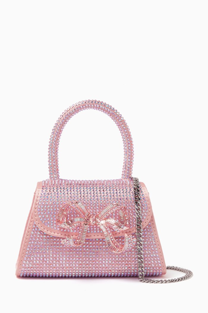 

The Bow Micro Bag in Embellished Satin, Pink