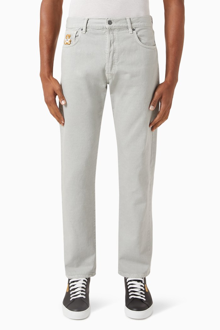 

Teddy Patch Jeans in Denim, Grey