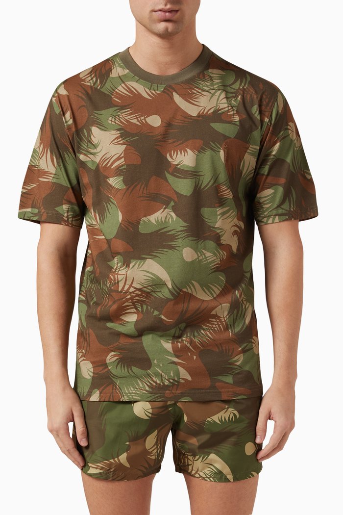 Camouflage Print T-shirt in Cotton Jersey, Multicolour