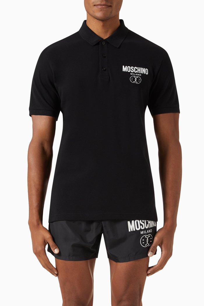 

Logo Polo Shirt in Cotton Piqué, Black