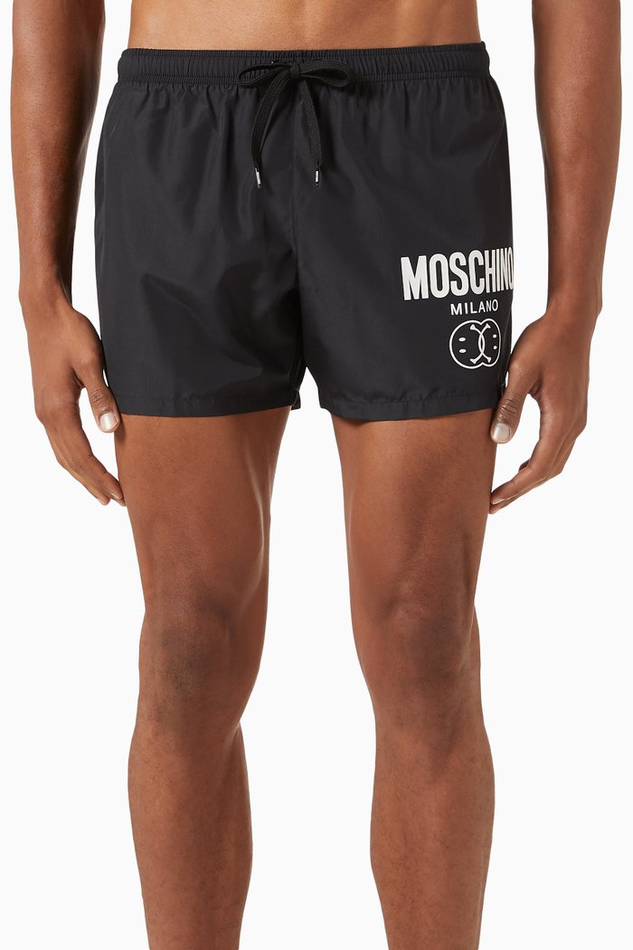 

Double Smile Swim Shorts in Nylon, Black