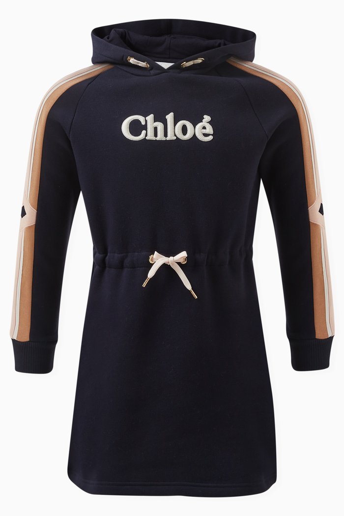 

Logo Hoodie Dress in Cotton, Blue