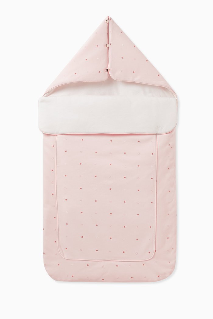 Logo Print Sleeping Bag in Cotton, Pink