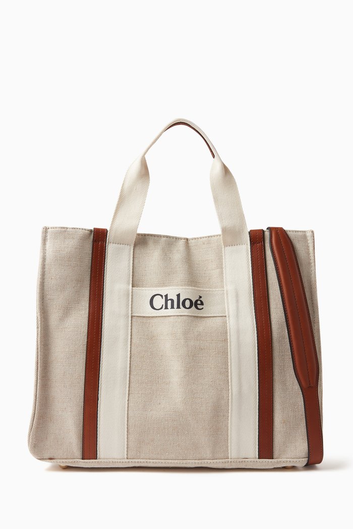 

Logo Print Diaper Tote in Organic Cotton, Neutral