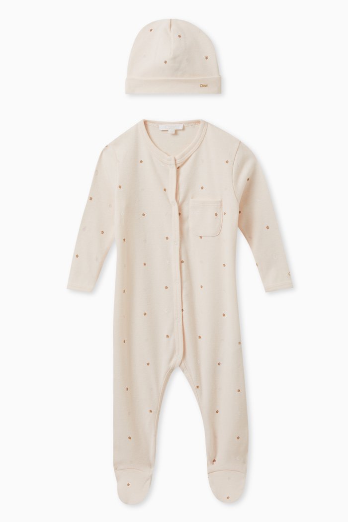 

Stars-print Sleepsuit Set in Cotton, Pink