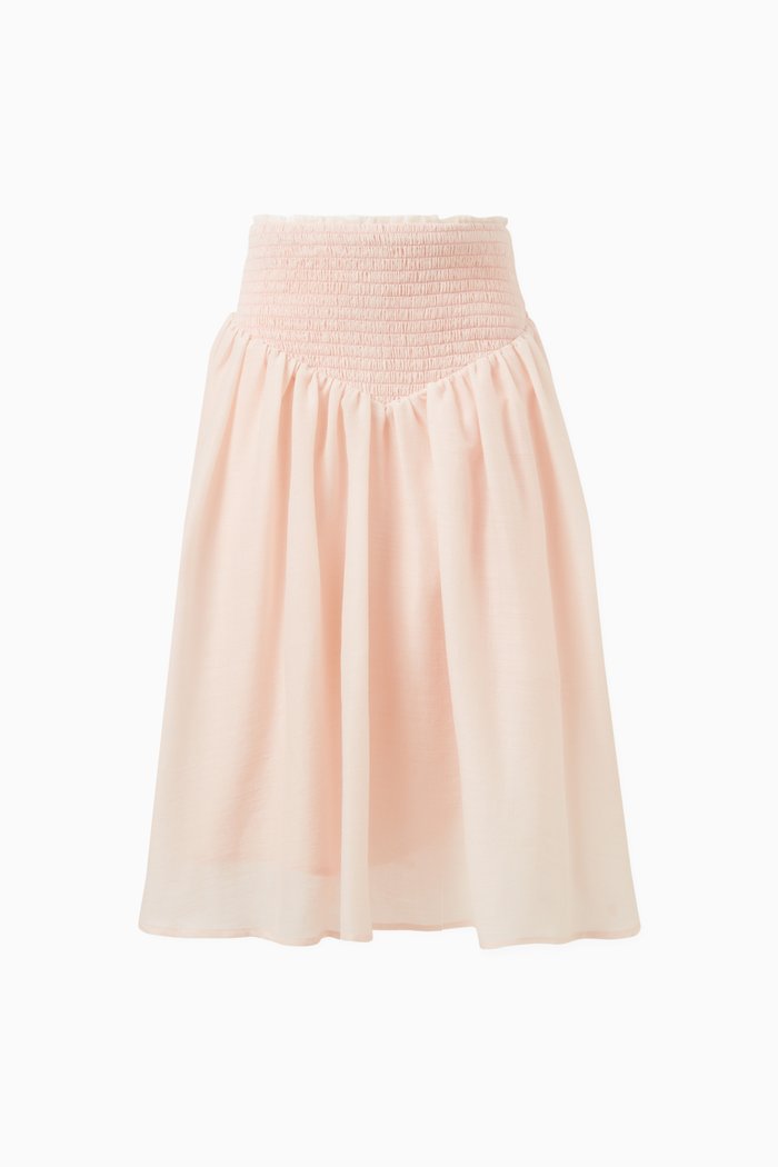 

Smocked Skirt in Wool, Pink