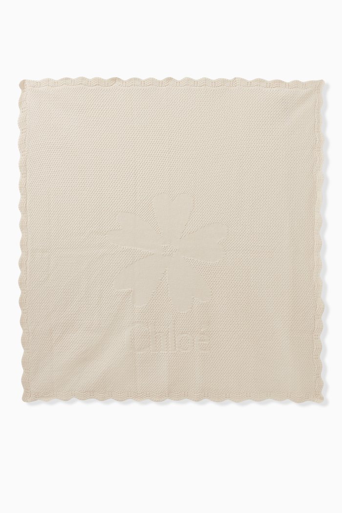 

Embossed Logo Blanket in Cotton Wool, White