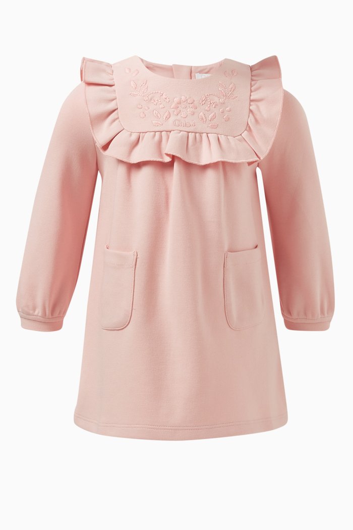 

Frill Dress in Cotton, Pink