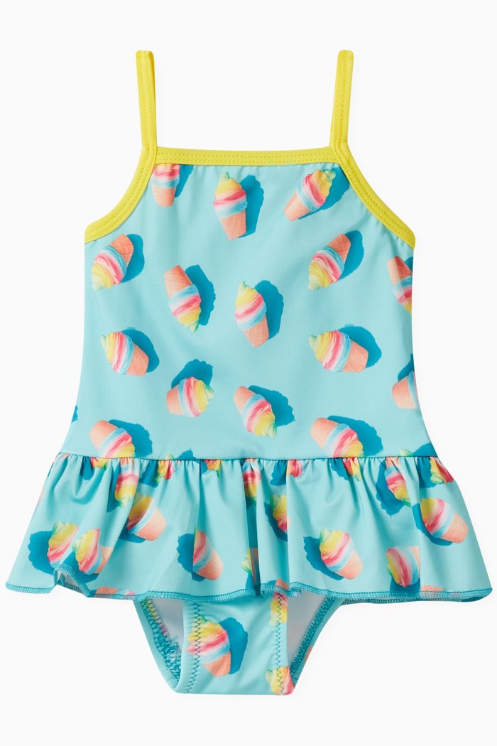 

Ice Cream Print One-piece Swimsuit, Green