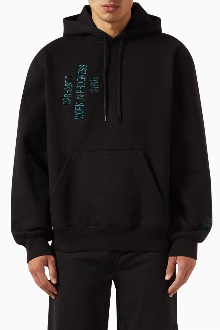 

Hooded Signature Sweatshirt in Cotton Blend, Black