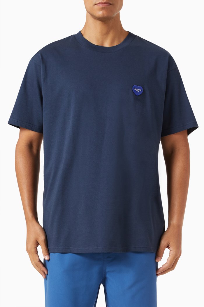 

Double Heart T-shirt in Cotton Jersey, Blue