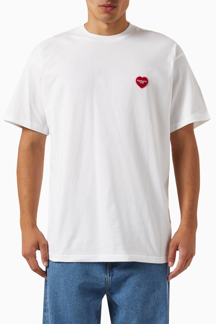 

Double Heart T-shirt in Cotton Jersey, White