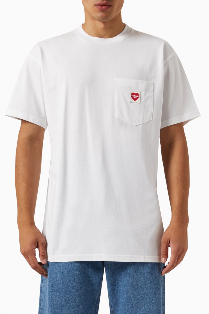 Pocket Heart T-shirt in Cotton Jersey, White