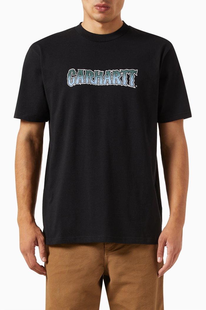 

Slow Script T-Shirt in Cotton Jersey, Black
