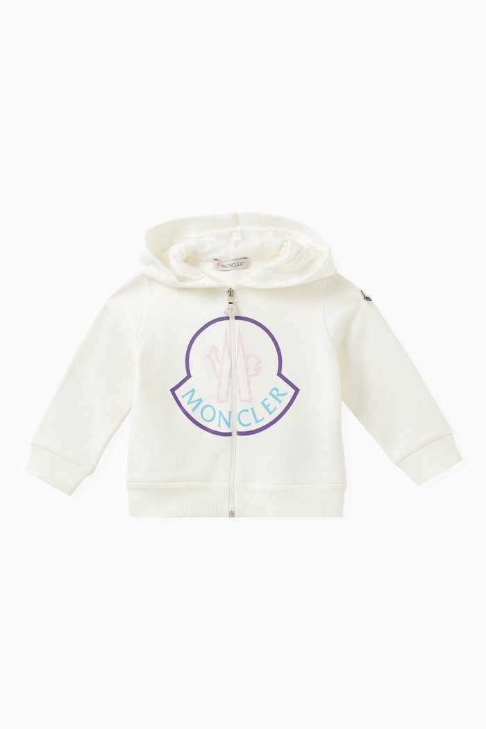 

Logo Print Hooded Sweatshirt in Cotton Stretch, White