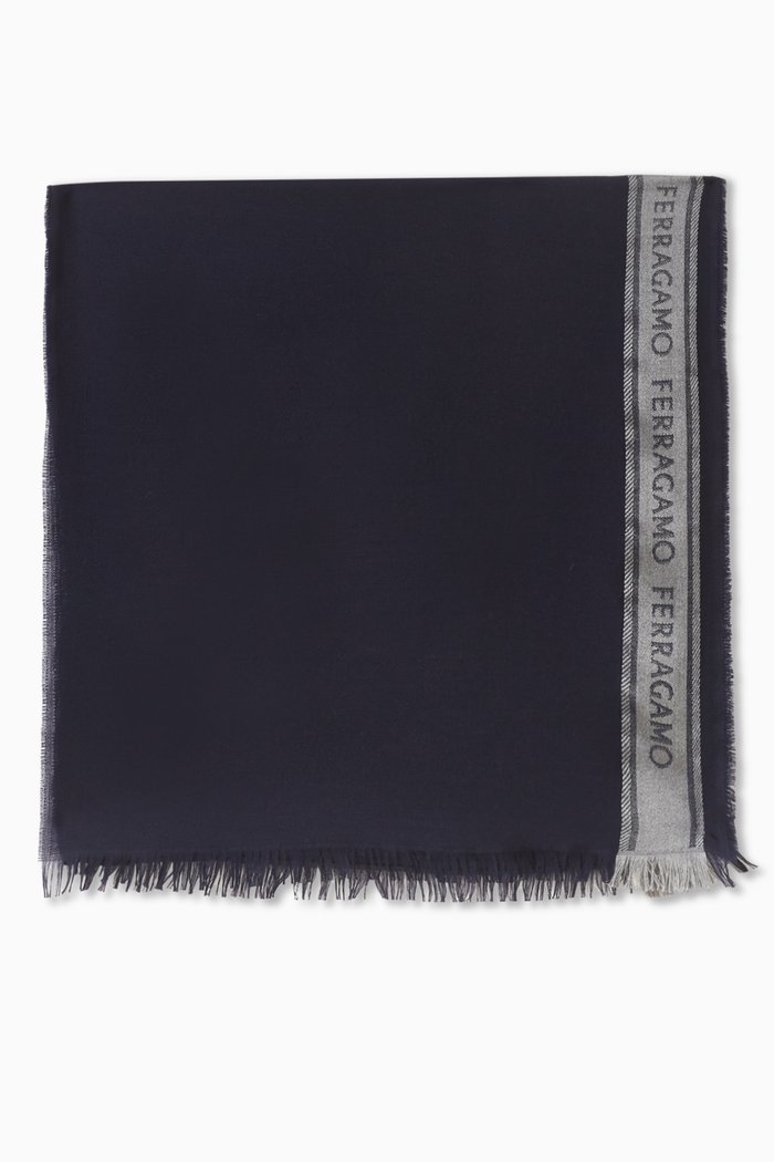

Logo Tape Scarf in Virgin Wool-blend, Blue