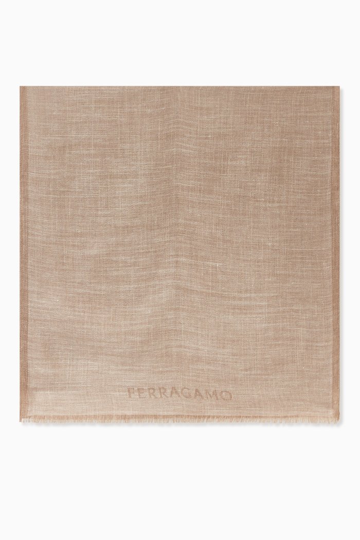 Logo Scarf in Silk-blend, Neutral