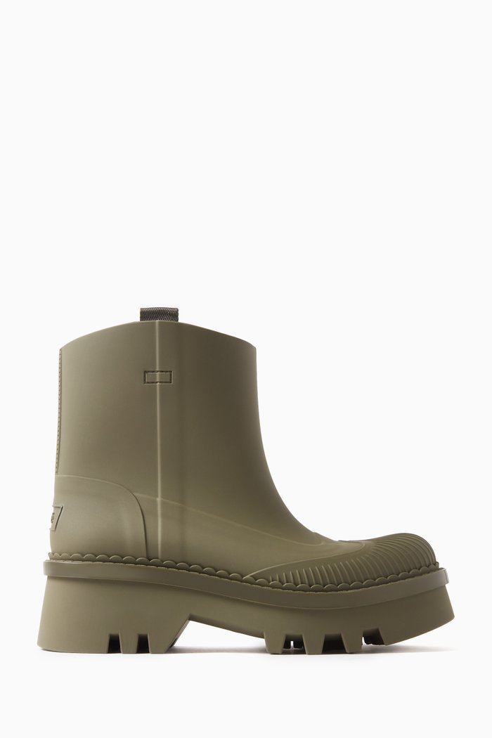 

Rania Chunky Ankle Boots in Organic Rubber, Green