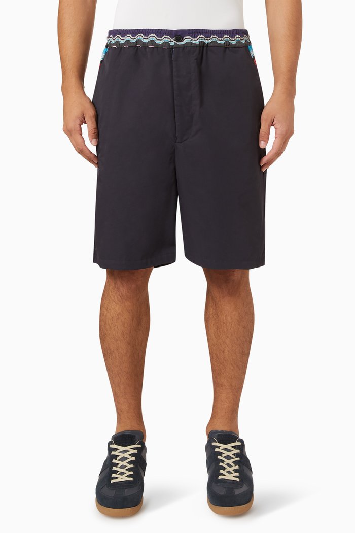 

Zig Zag Shorts in Cotton Blend, Blue