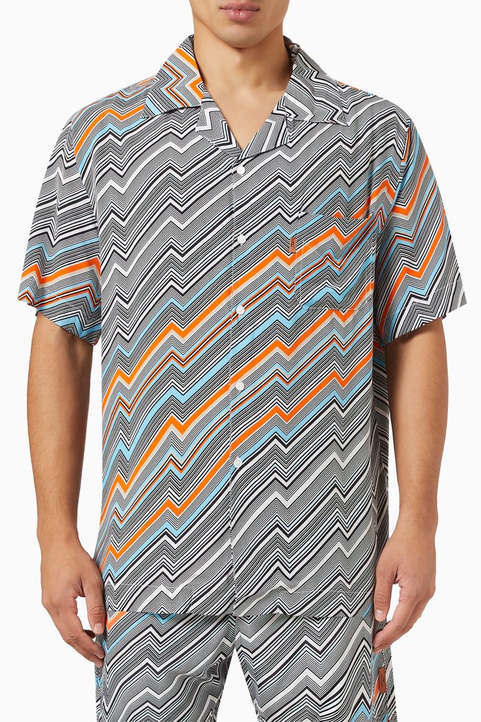 

Zig Zag Bowling Shirt in Viscose, Multicolour