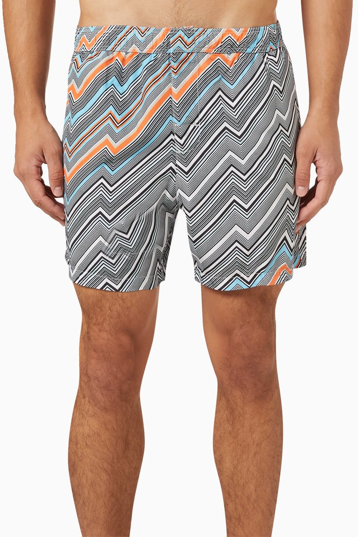 

Zig Zag Swim Shorts in Technical Fabric, Multicolour