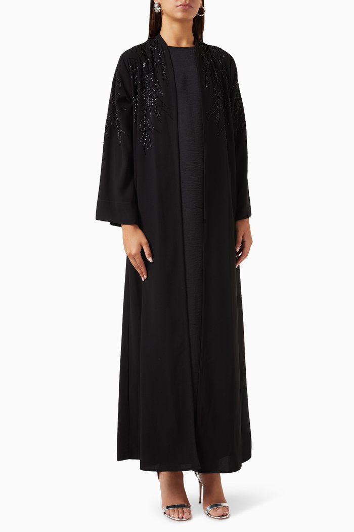 

3-piece Embellished Abaya Set, Black