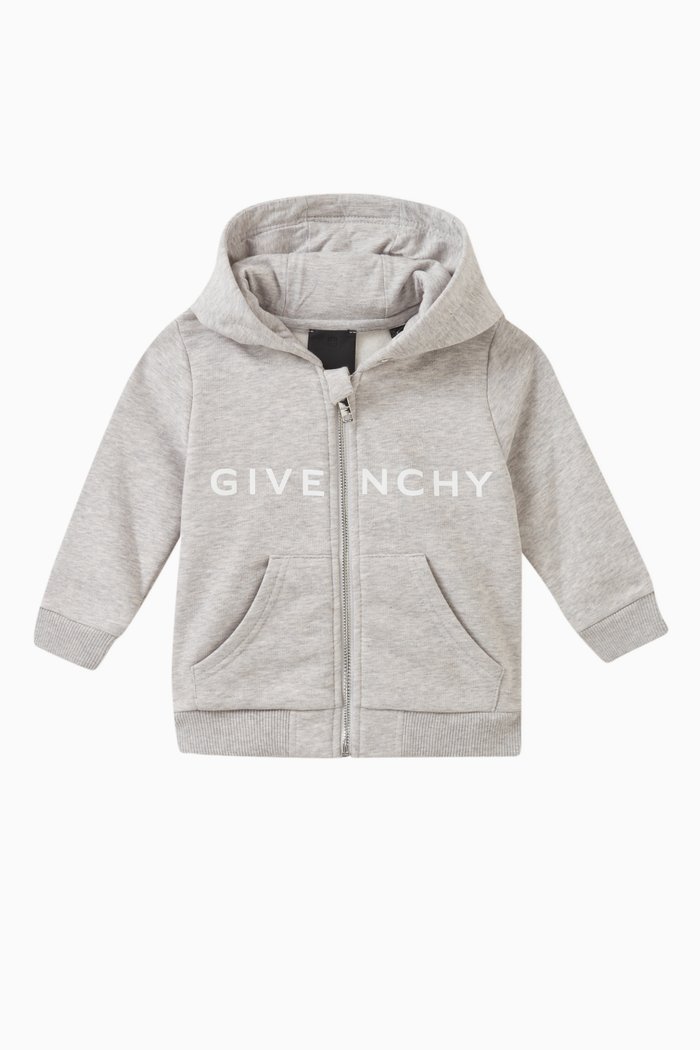 

Logo Print Hoodie in Cotton, Grey