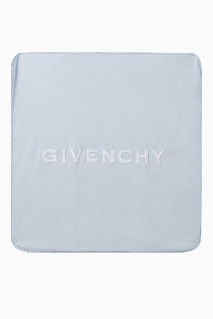 

Logo Print Baby Blanket in Cotton, Blue