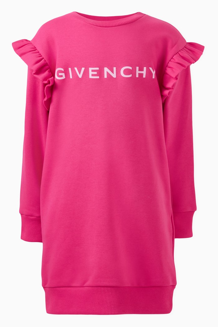 

Frill Logo Sweatshirt Dress in Cotton, Pink