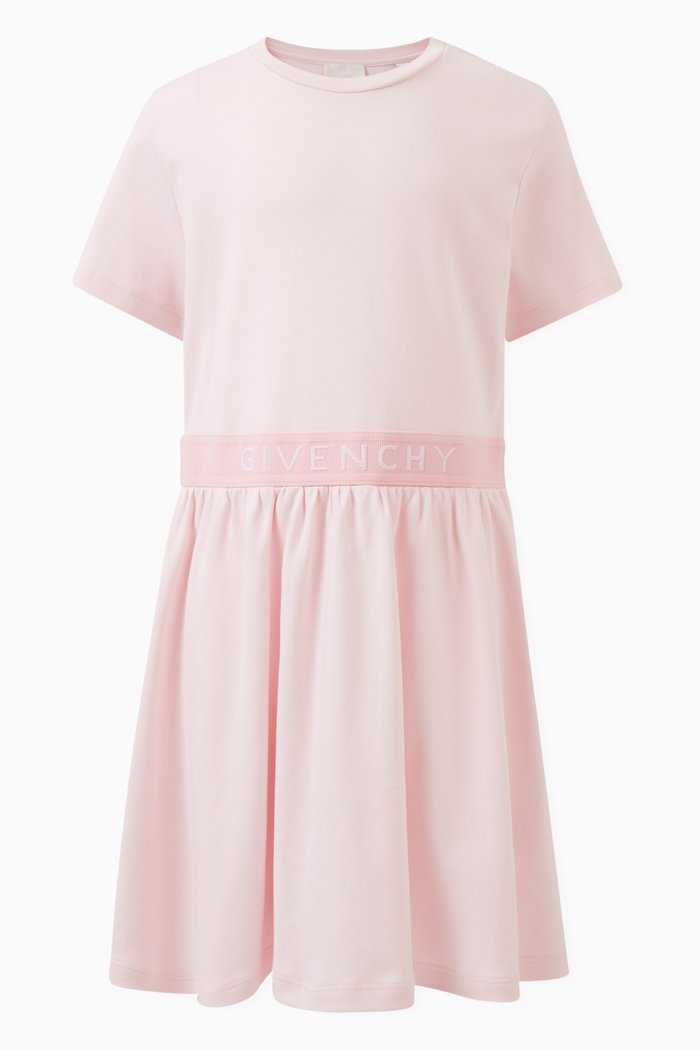 Logo-print Dress in Cotton, Pink