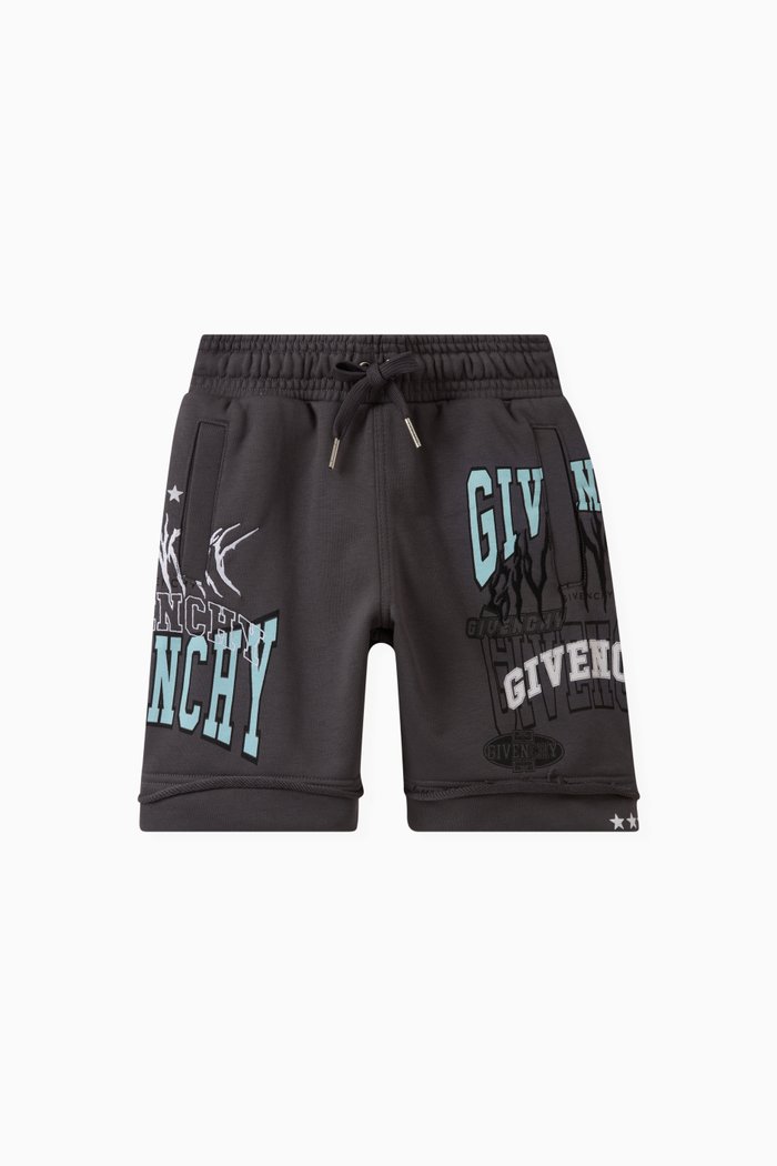 

All-over Logo Print Shorts in Cotton, Grey