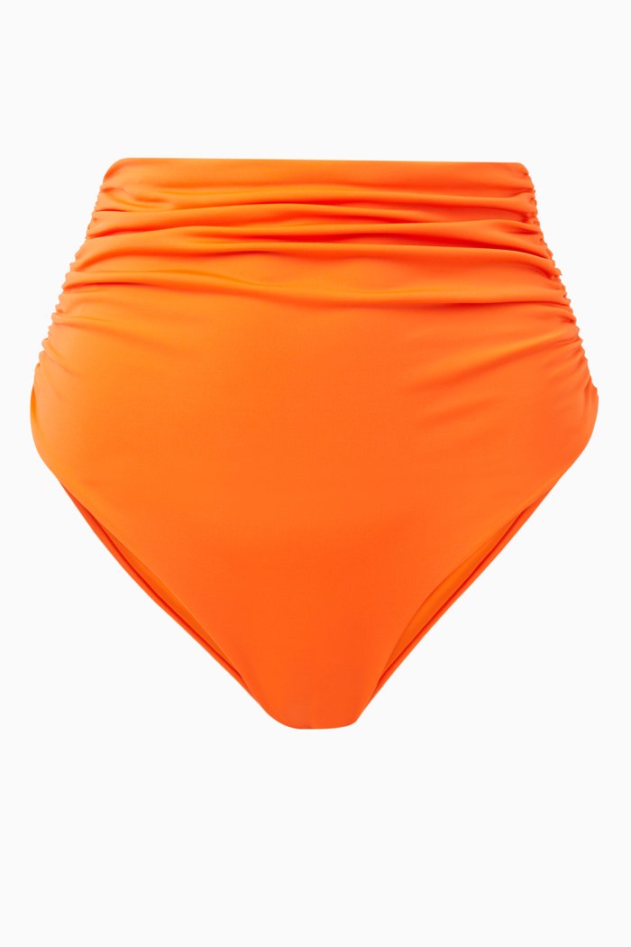 

Camille Ruched High-waist Bikini Briefs, Orange