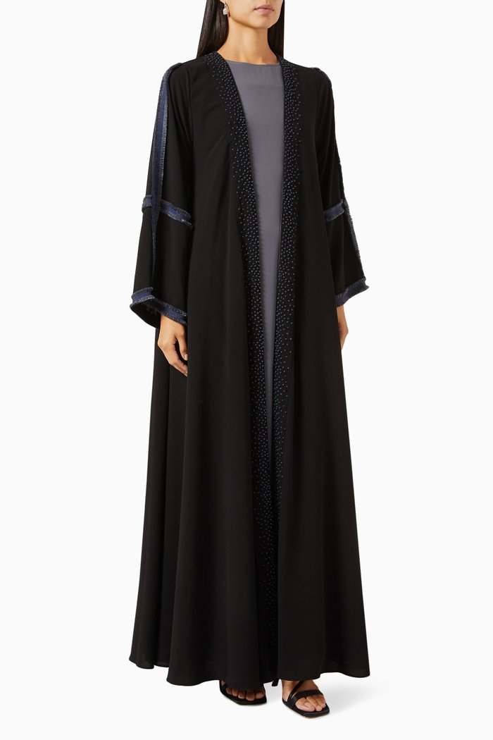 

3-piece Embellished Abaya Set, Black