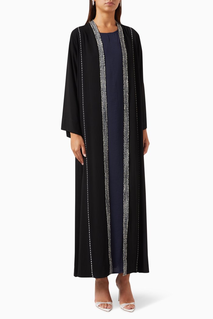

3-piece Embellished Abaya Set, Black